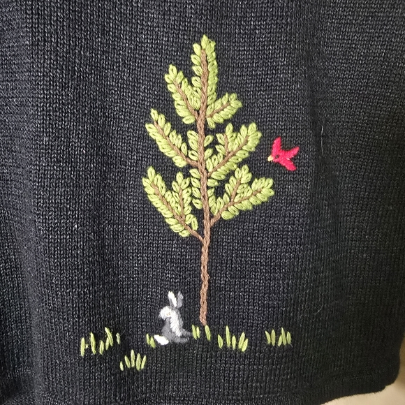 NWT Vintage Timberlea Full Zip Ramie Knit Forest Animal Embroidered Size Large - Picture 7 of 7